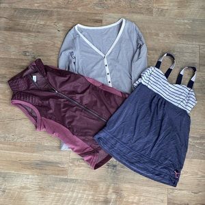 Lululemon long sleeve, vest, and tank